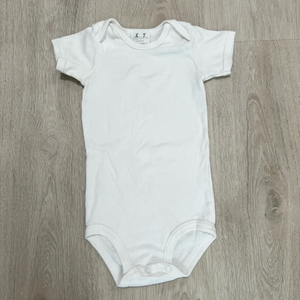 Kids Carter's White Baby Bodysuit Onesie Short Sleeve 9-12M